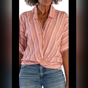 Kut From The Cloth Striped Pink Women's Top, Size Small